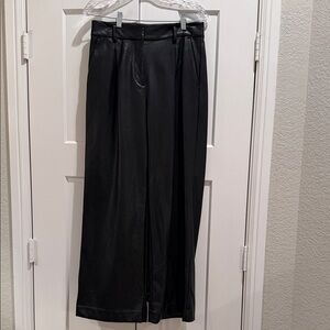 LOFT Black Leather Pants Wide Leg